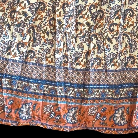 NWT-Bohemian Floral Maxi Dress with Orange and Blue Accents - Picture 10 of 13
